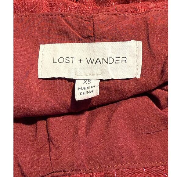 NWOT LOST + WANDER XS Celestial‎ Glow Metallic Stripe Cocktail Dress In Maroon - Picture 5 of 6